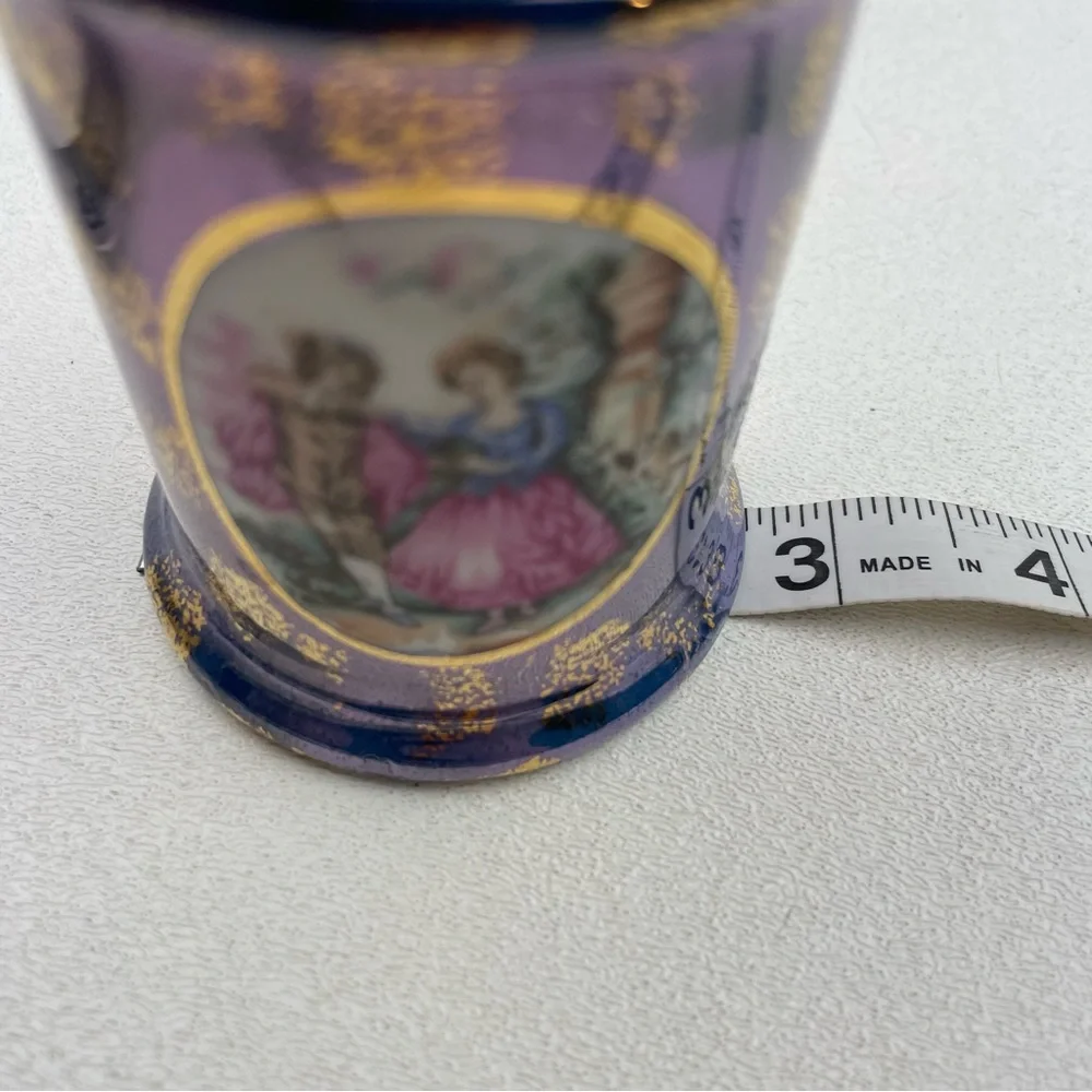 Midcentury Porcelain Mini Kero Oil Gold Lamp Japan